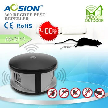 AOSION Ultrasonic mouse rat respingător de 360 de grade pentru a respinge dăunători cum ar fi rozătoare,insecte,gandaci,spider etc.