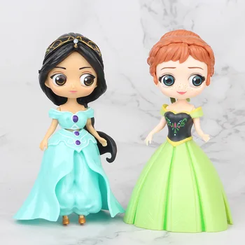 6 buc/set Disney Princess Dressing Papusa Frozen Elsa, Jasmine Anna Cenușăreasa Basm Figurine Model cu Haine Fete Cadouri