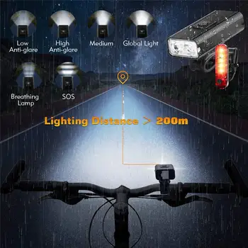 4000mAh Biciclete Faruri 1200LM USB Reîncărcabilă MTB 2T6 Biciclete Lumina Cu Stopul Modul 3 Led-uri Faruri Pentru Ciclism