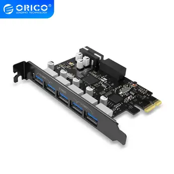 ORICO PVU3-5O2I USB3.0 5-Port PCI-E Card de Expansiune cu Cip Dual de Mare Viteză Cu 20 Pini Slot -Negru