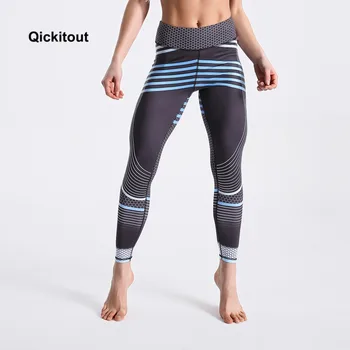 Qickitout 2018 Nou Casual Jambiere Pantaloni Lungi Cu Dungi Mozaic De Înaltă Talie Pantaloni Fitness Rapidă De Uscare Haine Plus Dimensiunea