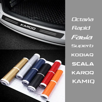 Auto-Styling Coada portbagaj Bara Spate din Fibra de Carbon Autocolant pentru Skoda Octavia Rapidă Fabia Superb Kodiaq Scala Karop Kamiq Dotari