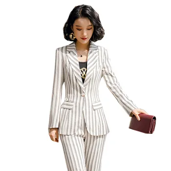 2020 Nou de sex Feminin Formale Femei Elegante Office Lady Gâfâi Costume de Afaceri OL Sacou Costum Jachete Lungime Pantaloni Set de Doua Bucati