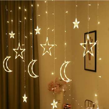 Decor de crăciun LED Luna Steaua Lampa Ghirlanda de Craciun Perdea de Lumini Șir de Basm Lumina pentru Nunta Vacanță de Crăciun Decorare