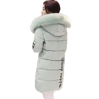 2020 Nou Mare Guler de Blana Haine de Iarnă pentru Femei Scrisoare Slim Cald Gros de Bumbac Parka Mediu-Lung Capota casaco feminino inverno ST159