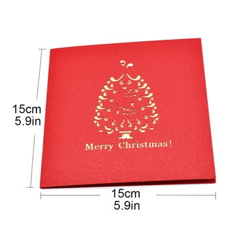 10 Pack Crăciun Fericit Cadouri Copac Pop-Up Carduri de Reni Carte Handmade cu Autocolante plic Tăiat cu Laser de Anul Nou Felicitari