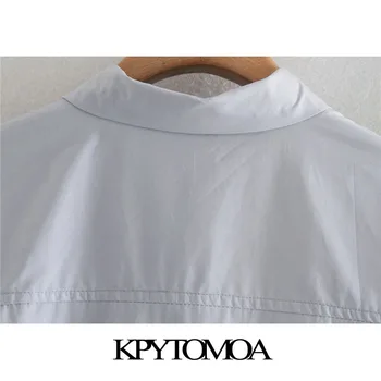 KPYTOMOA Femei 2020 Moda Cu Butoane Crossover Bluze Vintage Maneca Lunga Liber Feminin Tricouri Blusas Topuri Chic