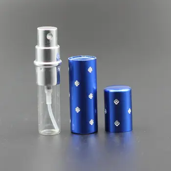 100buc/Lot 5ml Fierbinte Pompa de Gol Sticla de Parfum din Sticlă Aluminiu Anodizat Compact Parfum cu Atomizor Mini Parfum Spray Parfum-sticla