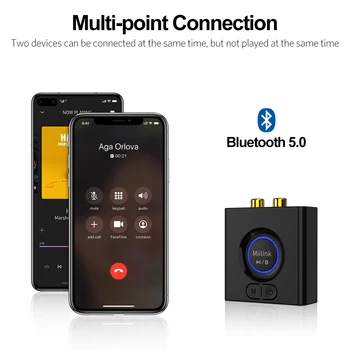 1Mii ML200 Bluetooth 5.0 Receptor Audio Stereo Suport Latență Scăzută Dual Link 2RCA/3.5 mm AUX bluetooth adaptor pentru masina pentru căști