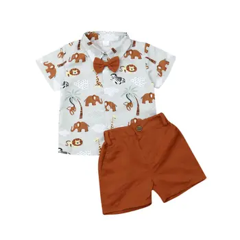 Pudcoco Summer Infant Copii Bumbac baietel Seturi de Îmbrăcăminte Formală Petrecere Costum de Haine tricou+pantaloni Scurți pentru Copii Seturi de Pânză