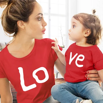 Familia haine de potrivire copil mami t-shirt mama și fiica de potrivire haine familia haine copii fete dragoste print t shirt