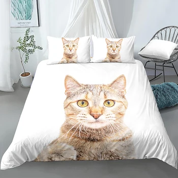 Animale de Companie drăguț Pisică Animal Model Quilt Capac Seturi de lenjerie de Pat pentru Copii Dormitor pentru Copii Carpetă Acopere Cuvertură de pat cu Pernă de Pat Decor
