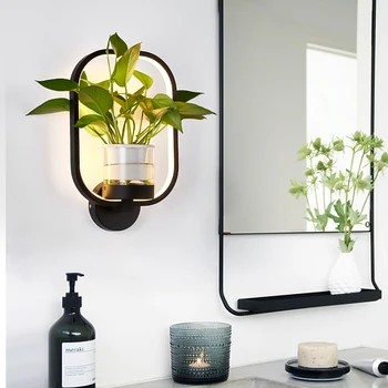 Modern, Simplu Perete Lampă cu LED-uri Creative Living Fundal de Perete Dormitor, Coridor, Balcon Planta Verde Lampă de Perete