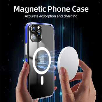 Caz clar de Telefon Pentru iPhone 12 Pro Max 12 Mini Caz Pentru Magsafe de Încărcare fără Fir de Lux Spate Transparent Capac PC Joyroom