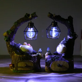Creatoare de Moda Totoro Lumina de Noapte LED Lămpi de Masă Totoro Rășină Ornamente Ambarcațiuni Fete Romantice Copil Jucărie Cadou de Ziua Decor