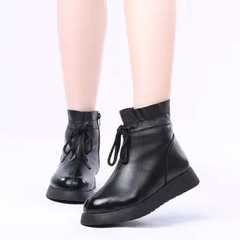 MORAZORA 2021 NOI, Originale, cizme din piele pentru femei lână cald cizme de zapada pentru femei zip platforma glezna cizme de iarna din bumbac pantofi