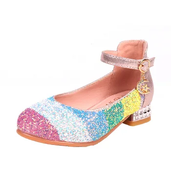 Copii arcuri pantofi Copii tocuri 2020 nouă rundă de cristal mare fecioara printesa fund moale pantofi de dans pentru fete