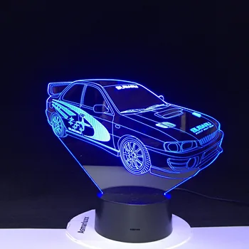 Masina de curse 3D Lampă Multi-color cu Telecomanda pentru Cadou de Ziua Alimentat de la Baterie Lava Optice Led Noapte Lumina Lămpii Holograma 3237