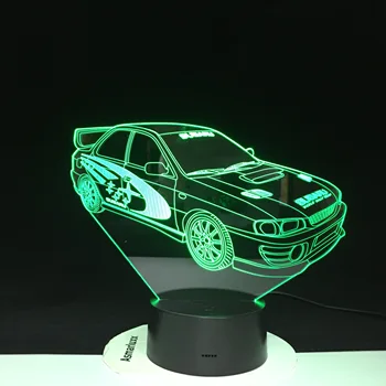 Masina de curse 3D Lampă Multi-color cu Telecomanda pentru Cadou de Ziua Alimentat de la Baterie Lava Optice Led Noapte Lumina Lămpii Holograma 3237