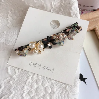 2020 Nou Coreea Style Retro Floral Floare de Șirag de mărgele de Cristal Manual de Lichidare Simplu Duckbill Clip pentru Femei de Moda Accesorii de Par
