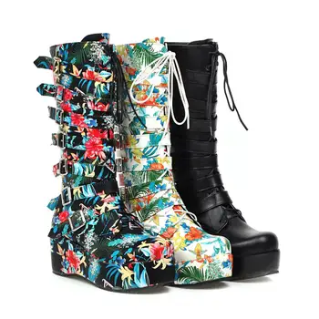 Pantofi Pentru Femei 2020 Cizme De Iarna Pentru Femei Designer Din Piele Pantofi Platforma Goth Demonia La Jumătatea Vițel Cizme Cu Scurt De Pluș