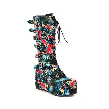 Pantofi Pentru Femei 2020 Cizme De Iarna Pentru Femei Designer Din Piele Pantofi Platforma Goth Demonia La Jumătatea Vițel Cizme Cu Scurt De Pluș