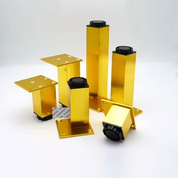 4buc 38*38MM Periat de Aur din Aliaj de Aluminiu Pătrat Mobilier TV Cabinet Dulap Picior Picioare Cu Picioare de egalizare Egalizare