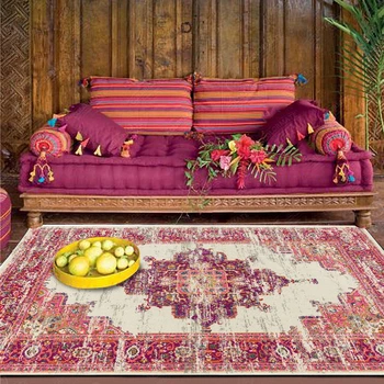 Maroc Stil De Covoare Pentru Living Dormitor Canapea Podea Mat Non-Alunecare Camera De Studiu Decor Vintage Mov Model Floral Zona Covoare