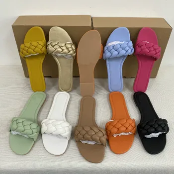 Vara Noi cu Fund Plat pentru Femei de Moda Slide-uri Marimea 36-41 Alunecare pe Sandale pentru Femeie 2020 în Afara Beach Flats Sandale Pantofi de Designer