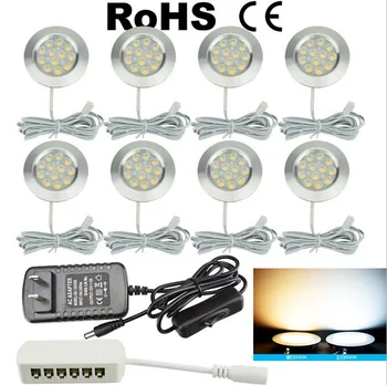 AC 100-240V DC 12V 3W LED-uri Sub Cabinet Lumini Adaptor și Comutator Rotund Bucătărie Raft Lampa Prezenta și Băuturi Lumini