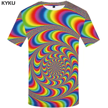KYKU Psihedelice T camasa Barbati Amețeli Amuzant tricouri Curcubeu T-shirt Colorat 3d Tricou Imprimat Gotic Haine Anime