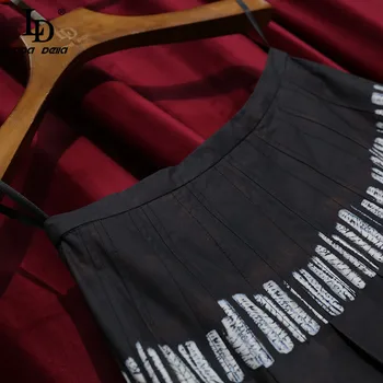 LD LINDA DELLA 2020 Toamna Designer de Moda Elegant Negru Fusta Femei de Înaltă talie Cutat de Bumbac a-Line Fusta Midi