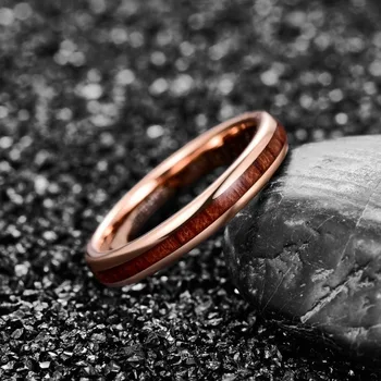 4mm Noi a Crescut de Aur Încrustat Salcam Tungsten Inel de Oțel Geometrică Cerc de Bărbați Carbură de Tungsten de Nunta Inele de Logodna Anillos