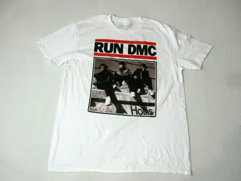 NOI Run DMC Hollis Concert Tricou Adult Large White Hip Hop Rap Muzica Tour Mens Mens T-Shirt cu Maneci Scurte Tendință de Îmbrăcăminte
