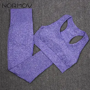 NORMOV Sport Set fără Sudură Yoga Set de Haine de Sport Respirabil Trening Sutien Sexy Yoga Jambiere Antrenament Set pentru Femei Fitness de Funcționare