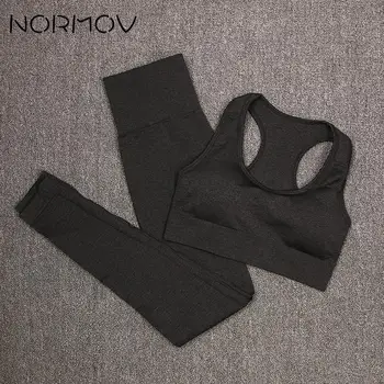 NORMOV Sport Set fără Sudură Yoga Set de Haine de Sport Respirabil Trening Sutien Sexy Yoga Jambiere Antrenament Set pentru Femei Fitness de Funcționare