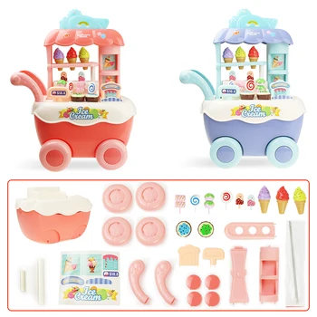 Amuzant Mini-Supermarket inghetata Shopping Cart Cărucior cu Muzică Ușoară Pretinde Bucătărie de jucărie Jucarii pentru Fete Pentru Copii