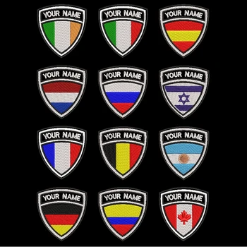 Personalizat Shileld Militar Pavilion Țară Numele patch-uri insigne cu propriul text Spania Franța Italia Olanda
