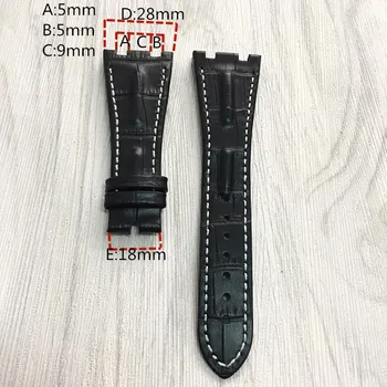 MERJUST Calitate din piele watchband 28mm maro albastru gri negru bratara de înlocuire curea de ceas din piele pentru barbati pentru AP