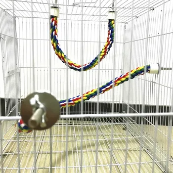 Interactive Animale De Companie Păsări Papagal Funie Stinghii Cușcă Confortabil Biban Papagal Jucării Pentru Bumbac Bungee Colorat Pasăre Joc Jucărie