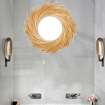 Sun Forma Oglinzi Decorative Rattan Inovatoare Art Decor Rotund Oglindă De Machiaj