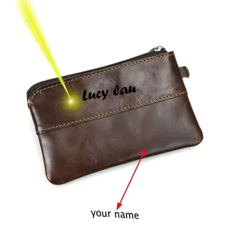 12.7x7.6cm cu fermoar geanta moneda cardului femei portofel mic de sus strat de piele liberă numele logo gravură personalizată cadou