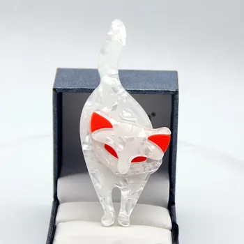 Noul Mari Fox Acrilice Broșe Și Ace Pentru Femei Mari Frumoase Plastic Animale Pisici Pin Rever Feminin Insigne, Brose Bijuterii Cadouri