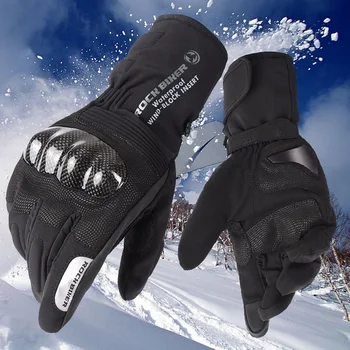 ROCK BIKER Iarna Cald Mănuși de Motociclete Off-road Mănuși rezistent la apă de Echitatie Mănuși de Schi din Fibra de Carbon Shell Mănuși de Protecție