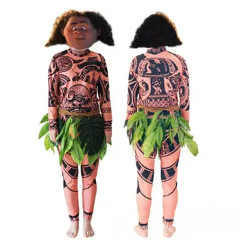 Moana Maui Tatuaj Tricou/Pantaloni de Halloween pentru Adulti Barbati Femei Costume Cosplay cu Frunze Decor Blattern Halloween pentru Adulti Cosplay