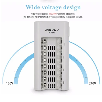 PALO 8 Slot Indicatorul luminos Inteligent Încărcător de Baterie Pentru AA / AAA Ni-MH / Ni-Cd Baterie de Acumulatori Incarcator