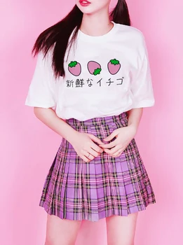Căpșuni proaspete Estetic Japonez T-Shirt Harajuku Tricou Amuzant Ulzzang 90 Grunge Kawaii Tee Topuri Chic Moda de Vara