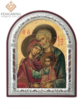 Pot personalizate de moda religioase cadouri arta greacă icoane bizantine vânzare sfânta familie catolică imagine de cadru de metal pe plastic