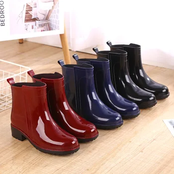 Cizme de ploaie Impermeabil Pantofi Femei Apă de Cauciuc Dantelă Sus Cizme Martin Cusut Solid Plat cu Pantofi Cizme Femei 789