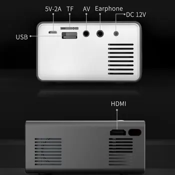 T300 de Înaltă Definiție cu LED-uri Eficiente Mini Proiector,Suporta 1080P HDMI USB Audio Portabil Proiector Home Media player Video
